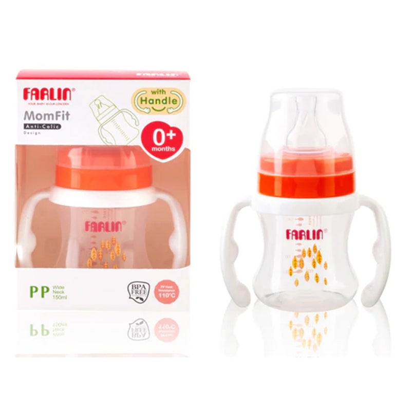 Farlin Seasons Series Wide Neck 150ml PP Feeding Bottle With Handle For 0 Months+ Baby, Pack of 1's