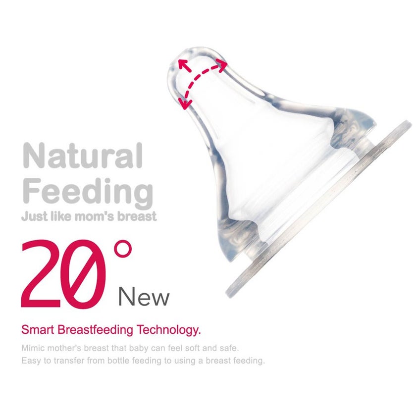 Farlin Anti-Colic Silicone Silky Nipple For Wide Neck Bottle For 0 Months+ Baby, Small AC - 22004 (S)