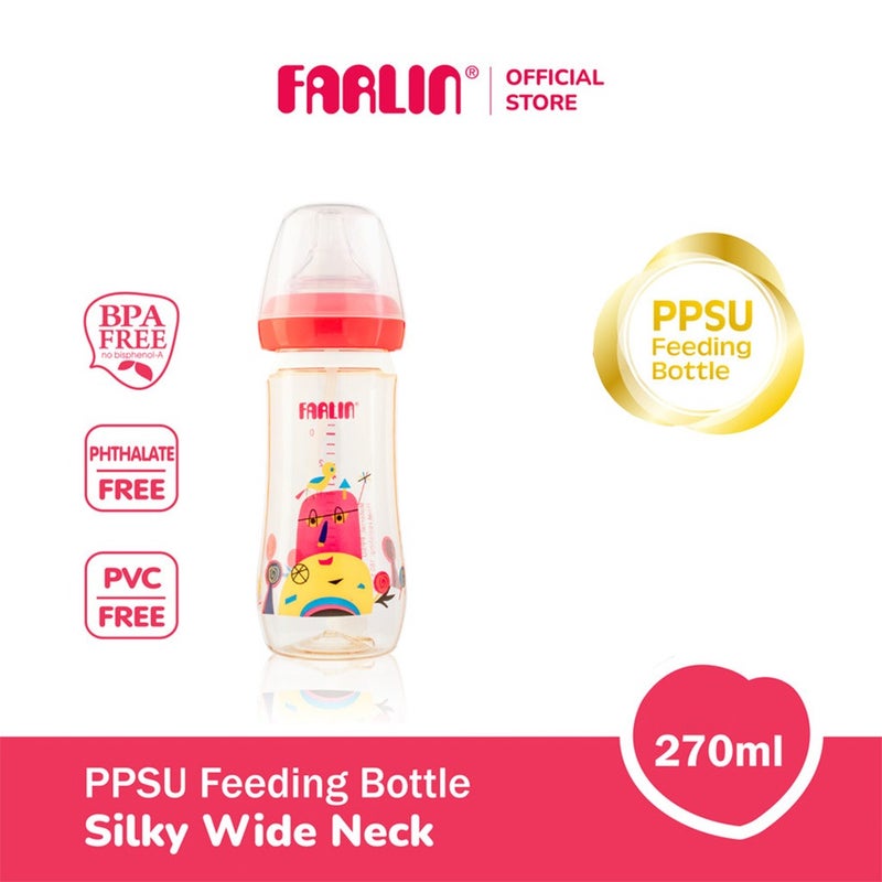 Farlin Silky PPSU Little Artist Collection 270ml Wide Neck Feeding Bottle For Baby AB-92009 (G), Pack of 1's