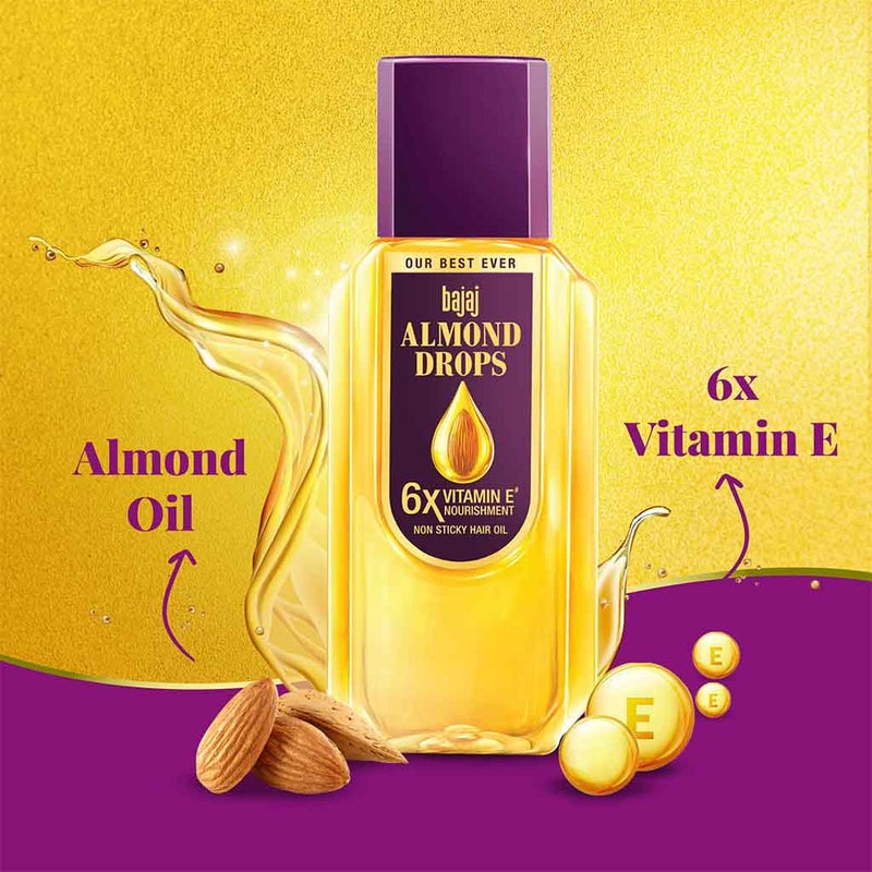 Bajaj Almond Drops Non Sticky Hair Oil For Reduced Hair Fall 100ml
