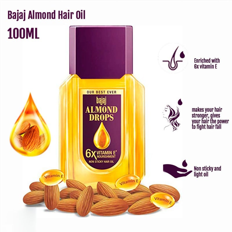 Bajaj Almond Drops Non Sticky Hair Oil For Reduced Hair Fall 100ml