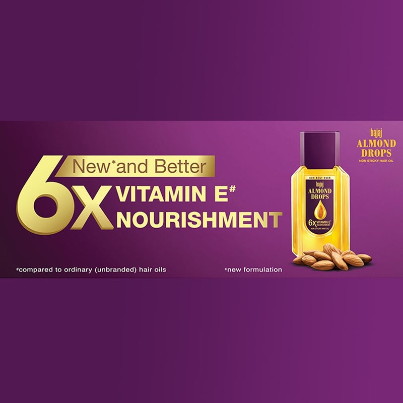 Bajaj Almond Drops Non Sticky Hair Oil For Reduced Hair Fall 100ml