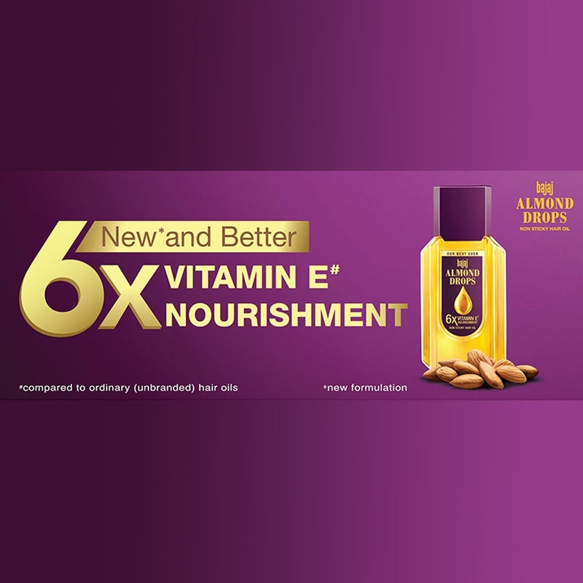 Bajaj Almond Drops Non Sticky Hair Oil For Reduced Hair Fall 300ml