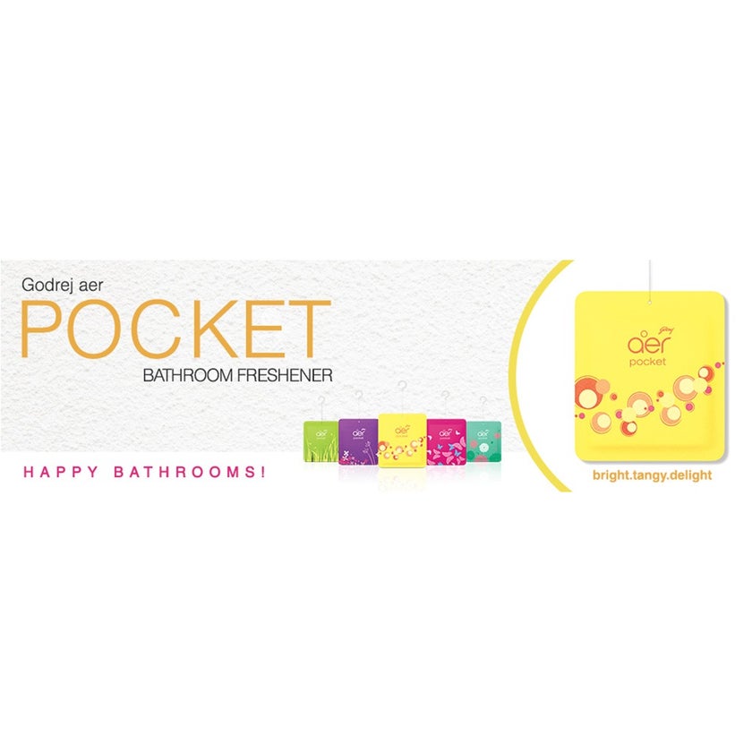 Godrej Aer Power Pocket Bathroom Fragrance - Bright Tangy Delight 10g