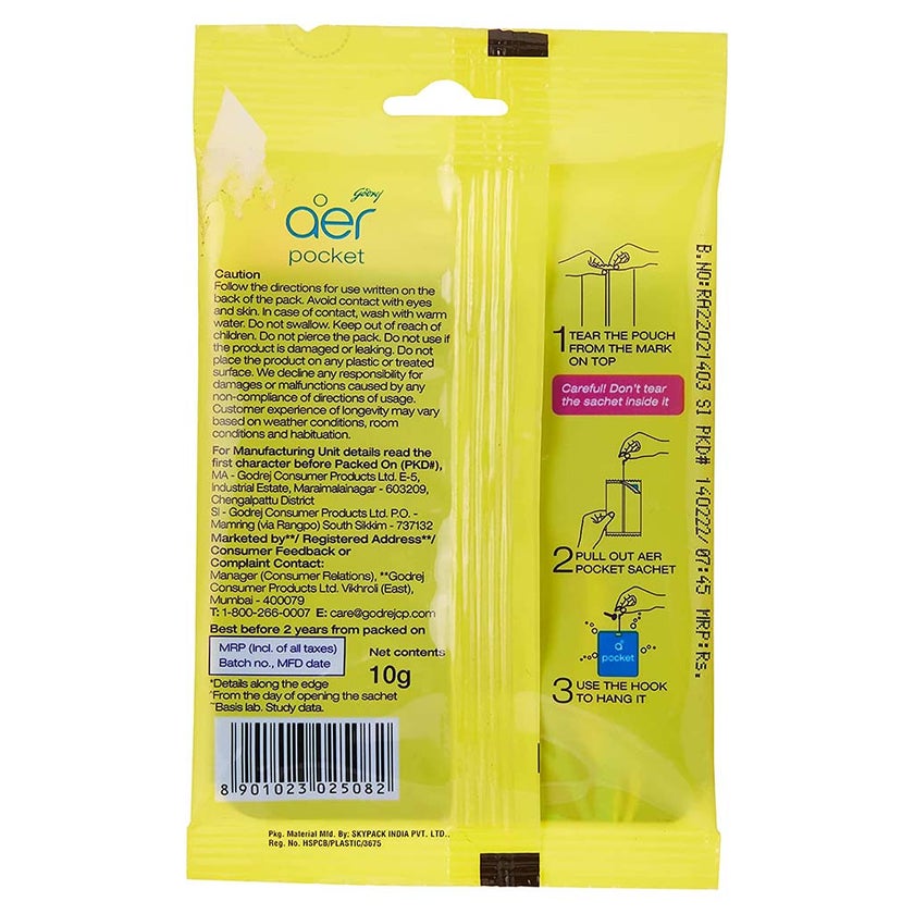 Godrej Aer Power Pocket Germ Protection Long Lasting Bathroom Fragrance - Sea Breeze 10g