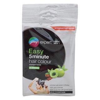 Godrej Expert Easy 5-Minute Hair Color Shampoo With No Ammonia, Natural Black, Pack of 8 x 18ml