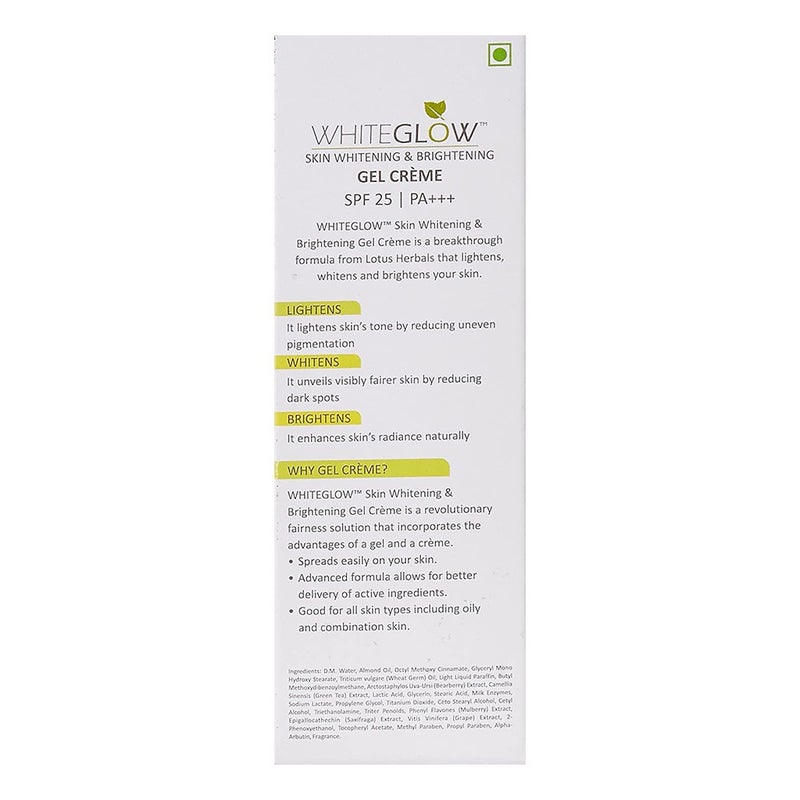 Lotus Herbals Whiteglow Skin Whitening & Brightening Gel Cream SPF 25 PA+++ 18g