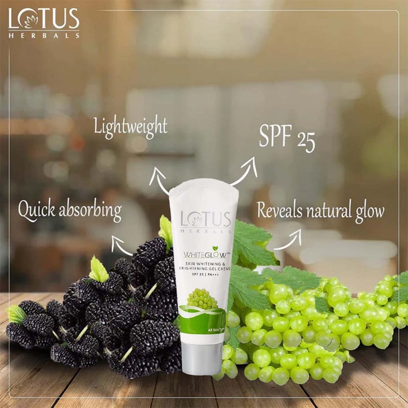 Lotus Herbals Whiteglow Skin Whitening & Brightening Gel Cream SPF 25 PA+++ 18g