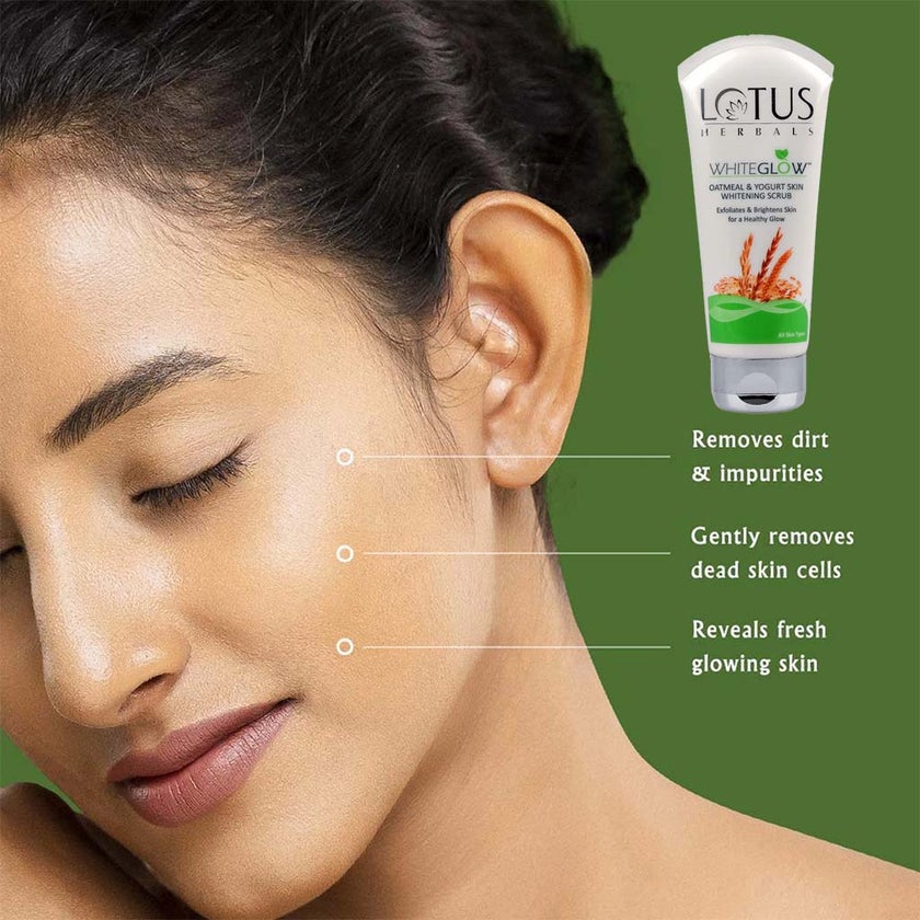 Lotus Herbals Whiteglow Oatmeal & Yogurt Skin Brightening Face Scrub 100g