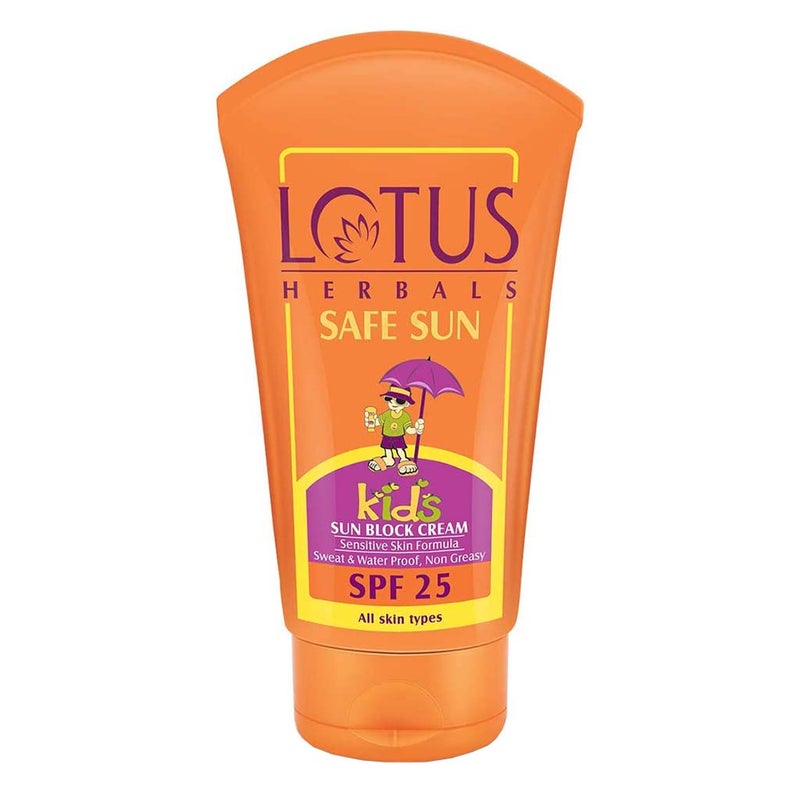 Lotus Herbals Safe Sun SPF 25 Kids Sun Block Cream Sensitive Skin Formula 100g
