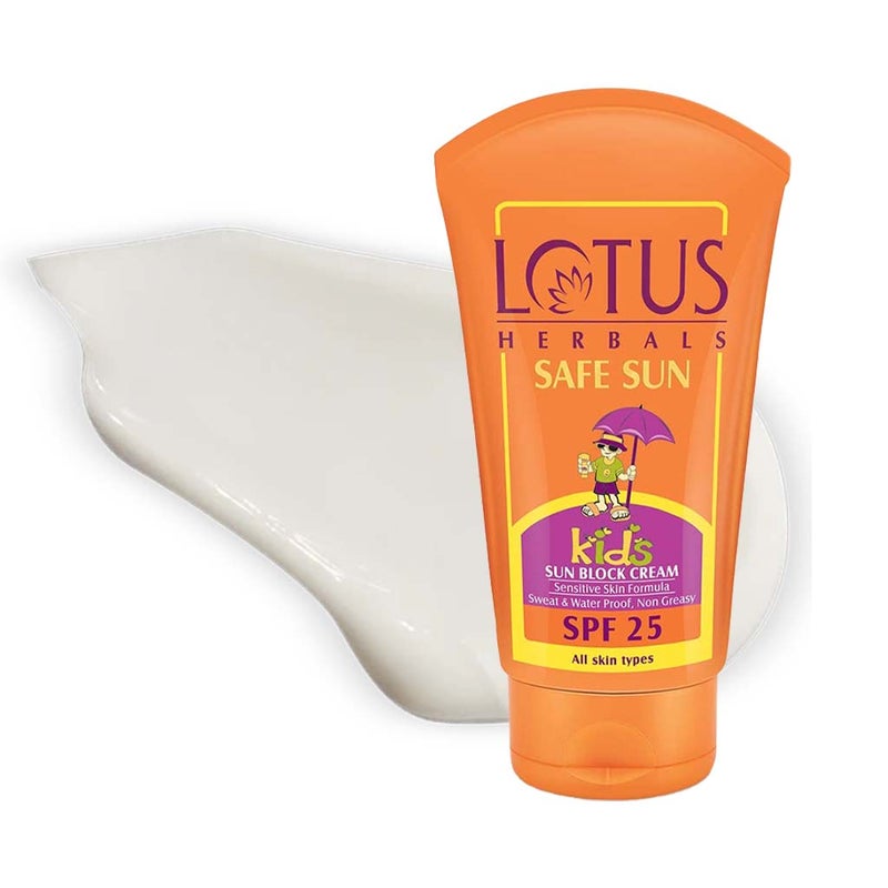 Lotus Herbals Safe Sun SPF 25 Kids Sun Block Cream Sensitive Skin Formula 100g