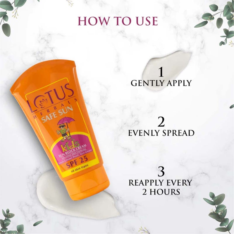 Lotus Herbals Safe Sun SPF 25 Kids Sun Block Cream Sensitive Skin Formula 100g