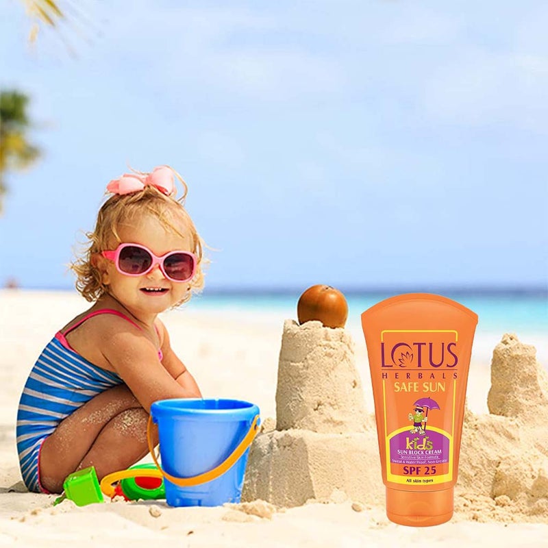 Lotus Herbals Safe Sun SPF 25 Kids Sun Block Cream Sensitive Skin Formula 100g