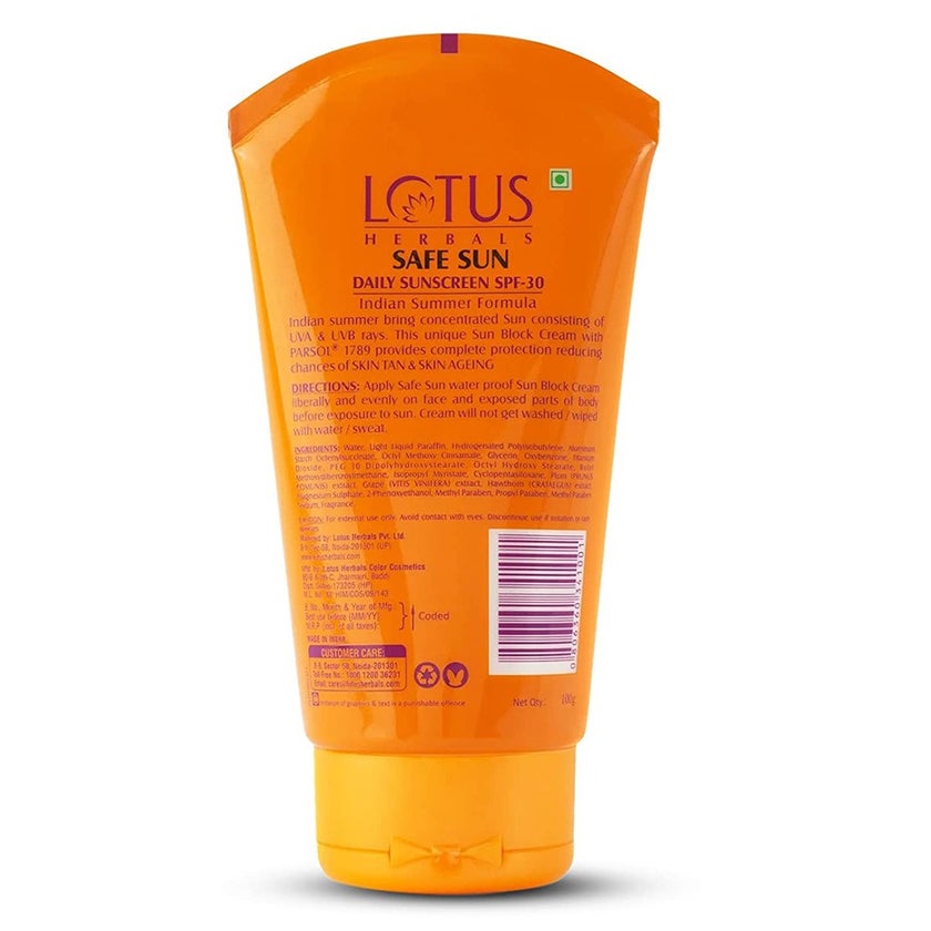 Lotus Herbals Safe Sun Sunscreen Cream Indian Summer Formula SPF 30 Pa++ 100g