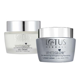 Lotus Herbals Whiteglow SPF 25 PA+++ Skin Whitening & Brightening Day Gel Cream 60g + Lotus Herbals Whiteglow Skin Whitening & Brightening Nourishing Night Cream 60g PROMO PACK