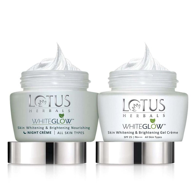 Lotus Herbals Whiteglow SPF 25 PA+++ Skin Whitening & Brightening Day Gel Cream 60g + Lotus Herbals Whiteglow Skin Whitening & Brightening Nourishing Night Cream 60g PROMO PACK