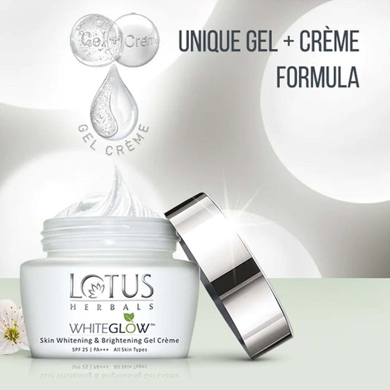 Lotus Herbals Whiteglow SPF 25 PA+++ Skin Whitening & Brightening Day Gel Cream 60g + Lotus Herbals Whiteglow Skin Whitening & Brightening Nourishing Night Cream 60g PROMO PACK