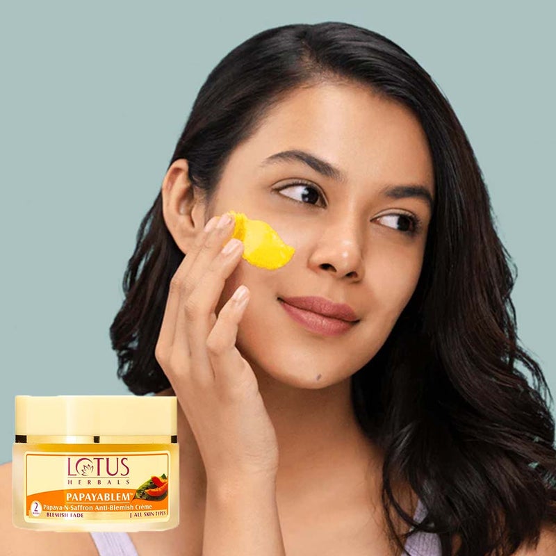 Lotus Herbals Papayablem Papaya-N-Saffron Anti-Blemish Cream 50g + Lotus Herbals Teatreewash Anti-Acne Oil Control Face Wash With Tea Tree & Cinnamon 120g PROMO PACK