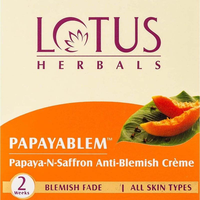 Lotus Herbals Papayablem Papaya-N-Saffron Anti-Blemish Cream 50g + Lotus Herbals Teatreewash Anti-Acne Oil Control Face Wash With Tea Tree & Cinnamon 120g PROMO PACK