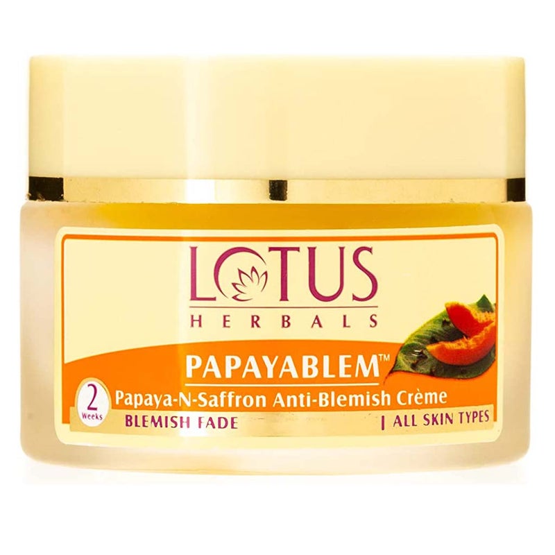 Lotus Herbals Papayablem Papaya-N-Saffron Anti-Blemish Cream 50g + Lotus Herbals Teatreewash Anti-Acne Oil Control Face Wash With Tea Tree & Cinnamon 120g PROMO PACK
