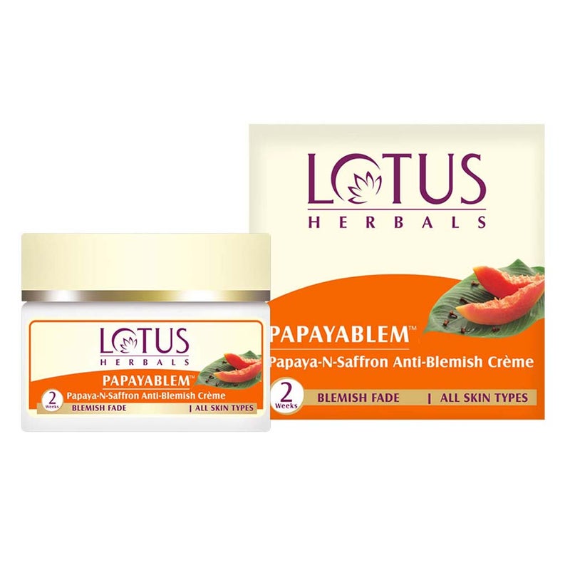 Lotus Herbals Papayablem Papaya-N-Saffron Anti-Blemish Cream 50g + Lotus Herbals Teatreewash Anti-Acne Oil Control Face Wash With Tea Tree & Cinnamon 120g PROMO PACK