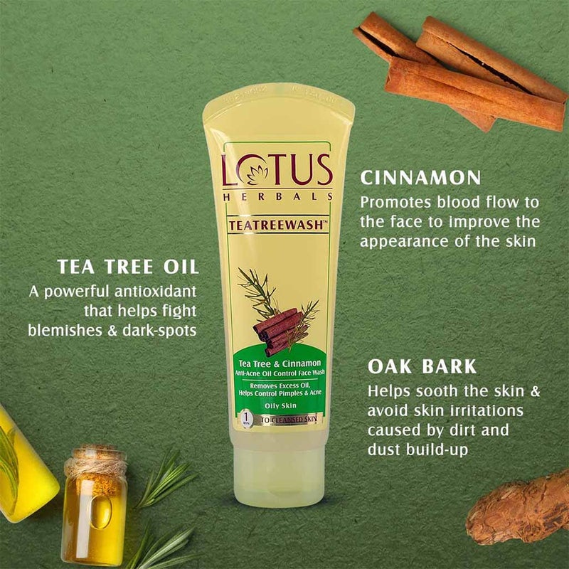 Lotus Herbals Papayablem Papaya-N-Saffron Anti-Blemish Cream 50g + Lotus Herbals Teatreewash Anti-Acne Oil Control Face Wash With Tea Tree & Cinnamon 120g PROMO PACK