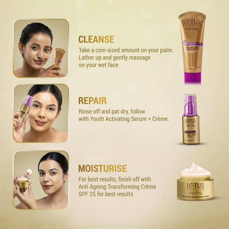 Lotus Herbals YouthRx SPF25 PA+++ Anti Ageing Transforming Cream 50g + Lotus Herbals YouthRx Active Anti Ageing Foaming Gel 100g PROMO PACK