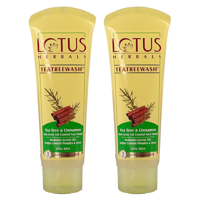Lotus Herbals Teatreewash Tea Tree & Cinnamon Anti-Acne Oil Control Face Wash 120g PROMO PACK