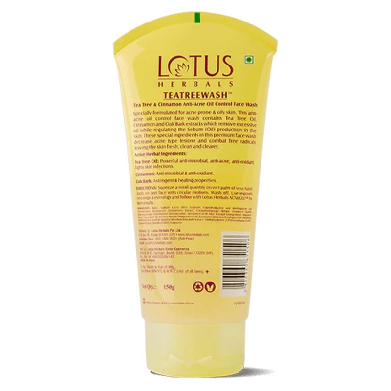Lotus Herbals Teatreewash Tea Tree & Cinnamon Anti-Acne Oil Control Face Wash 120g PROMO PACK