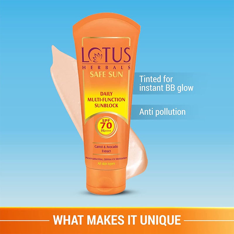 Lotus Herbals Safe Sun Daily Multi-function Sun Block SPF 70 PA+++ For All Skin Types 60g PROMO PACK