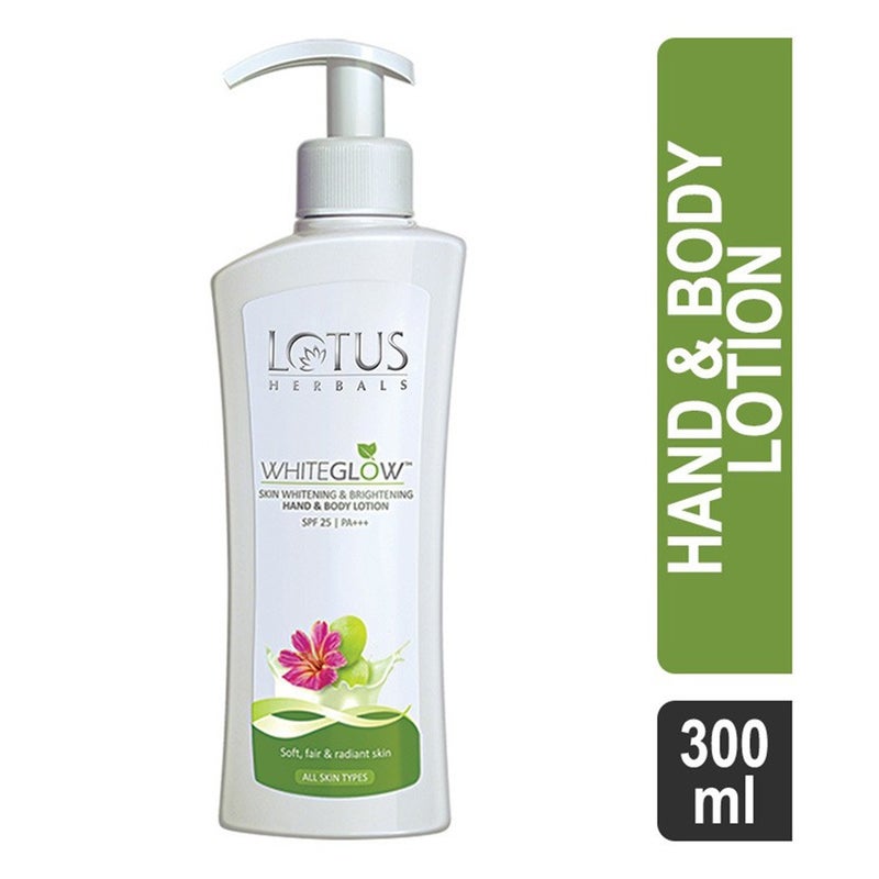 Lotus Herbals Whiteglow SPF25 PA+++ Skin Whitening & Brightening Hand And Body Lotion, PROMO PACK OF 2 x 300ml