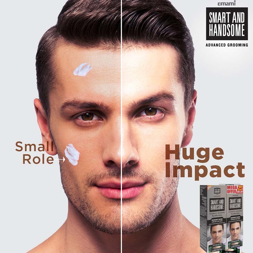 Emami Smart & Handsome Advanced Grooming Radiant Glow Cream For Men 2 x 100ml Promo Pack