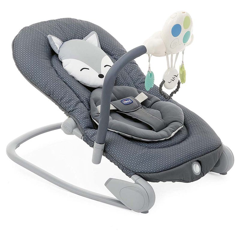 Chicco Balloon Baby Bouncer With Music And Light For 0-18kg baby - Foxy In Grey