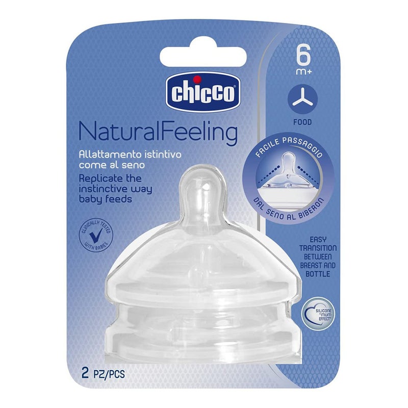 Chicco Natural Feeding Teat For 6 Months+ Baby, Pack of 2's