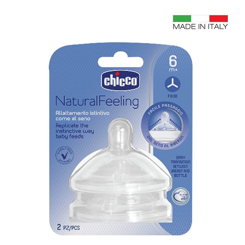Chicco Natural Feeding Teat For 6 Months+ Baby, Pack of 2's