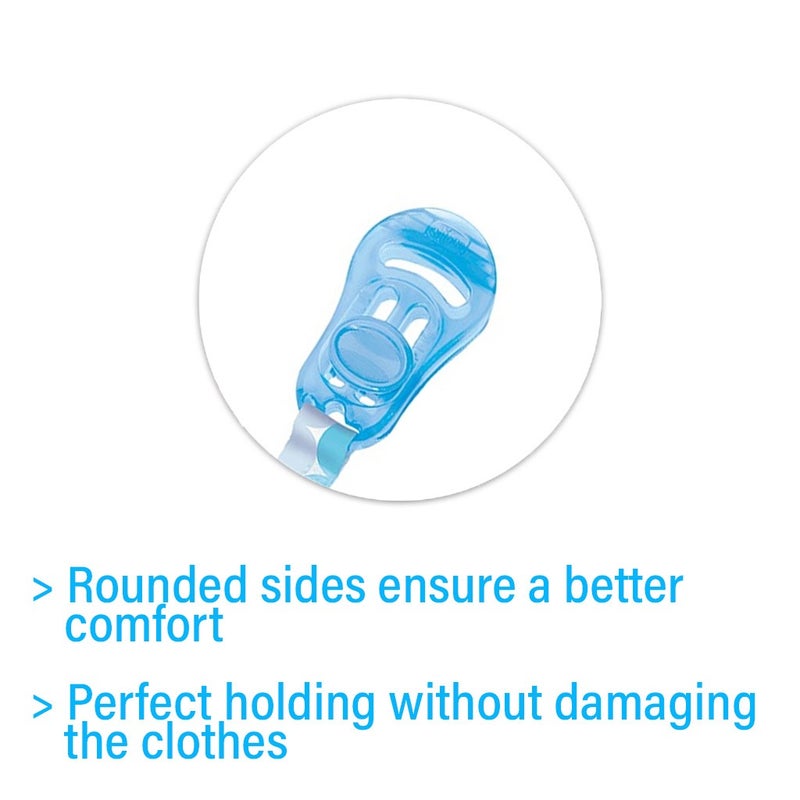 Chicco Pacifier Clip For 0 Months+ Baby - Blue, Pack of 1's