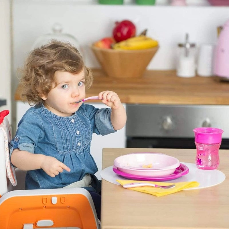 Chicco Weaning Set For 12 Months+ Baby - Pink, Pack of 5 Pieces