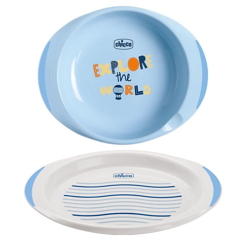 Chicco Weaning Set For 12 Months+ Baby - Blue, Pack of 5 Pieces