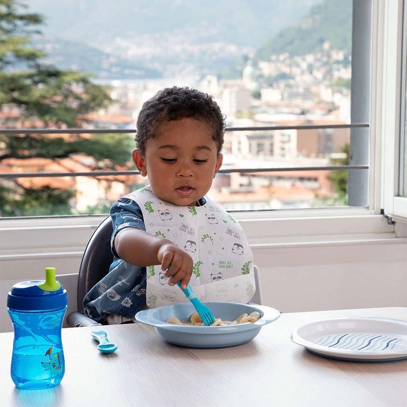 Chicco Weaning Set For 12 Months+ Baby - Blue, Pack of 5 Pieces