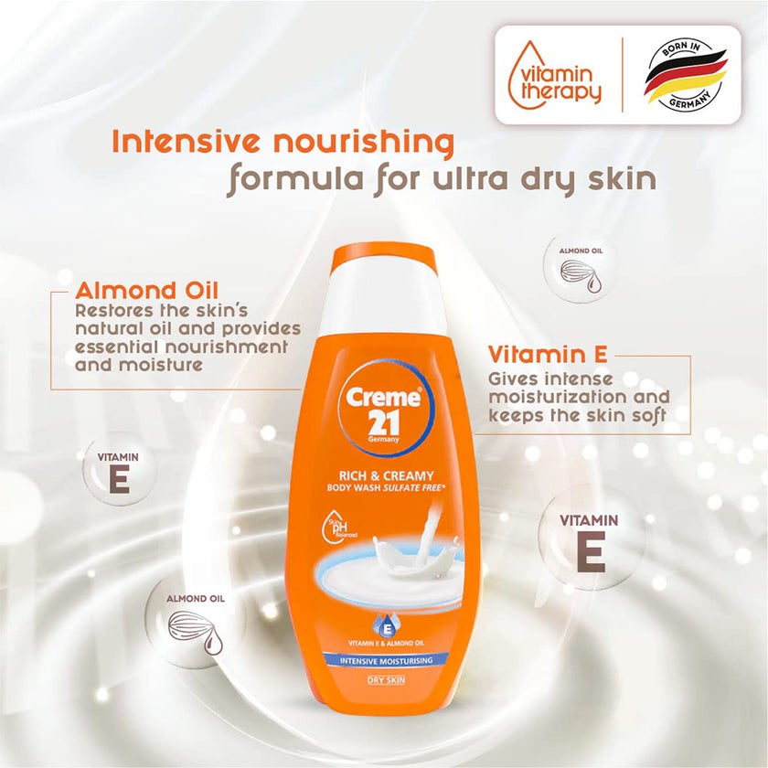 Creme 21 Intensive Moisturizing Rich & Creamy Sulfate-Free Body Wash For Dry Skin 250ml