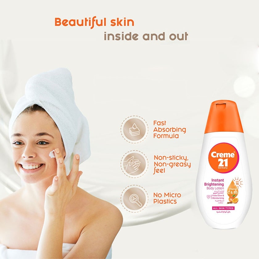 Creme 21 Instant Brightening Body Lotion With SPF 15 For All Skin Types 250ml
