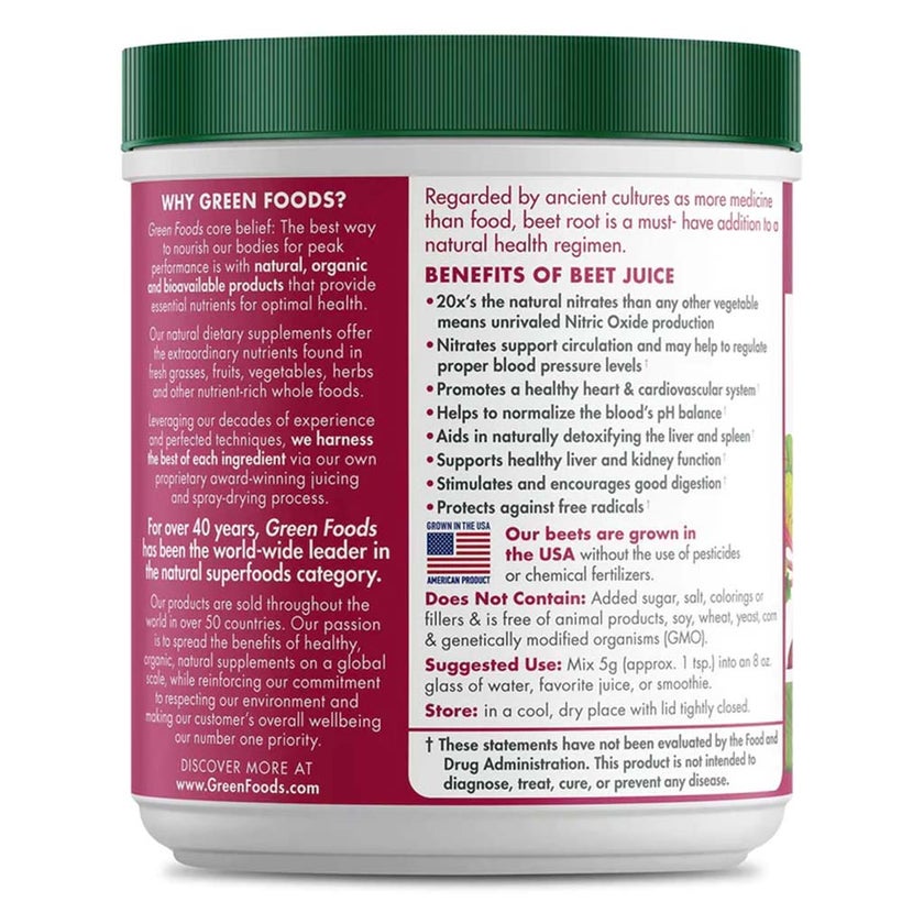 Green Foods Energy & Nitric Oxide Boosting Organic Beet Essence Juice Powder 150g