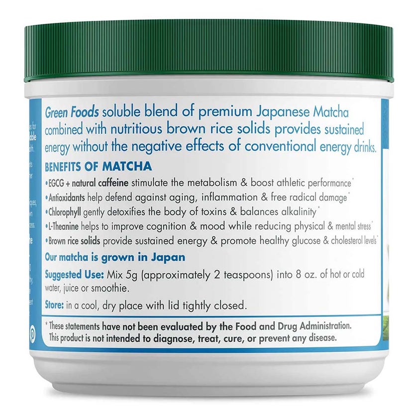 Green Foods Ceremonial Grade Matcha Green Tea Energy Blend Powder 156g