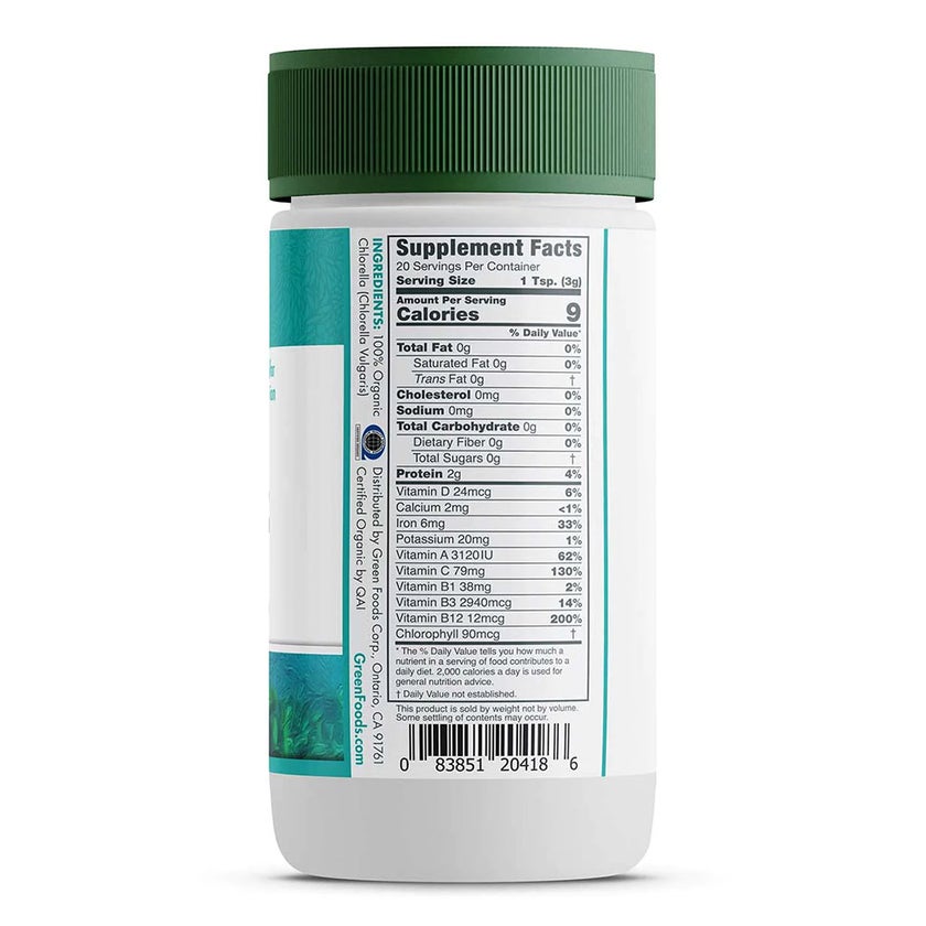 Green Foods Pure Organic Chlorella Powder 60g