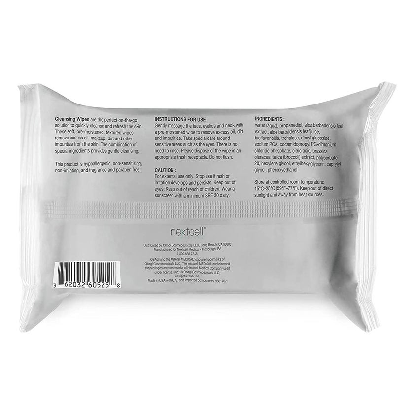 Obagi Medical On The Go Cleansing & Makeup Removing Wipes For Oily & Acne Prone Skin, Pack of 25's