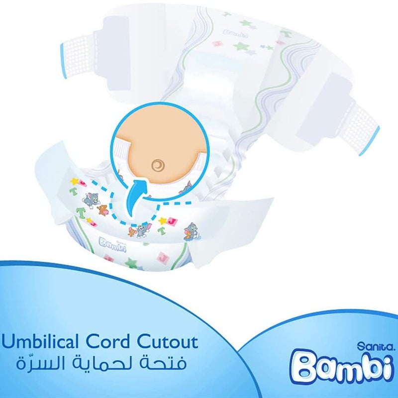 Sanita Bambi Tom And Jerry Baby Diapers, Size 1, For New Born With 2-4 Kg, Value Pack of 48's