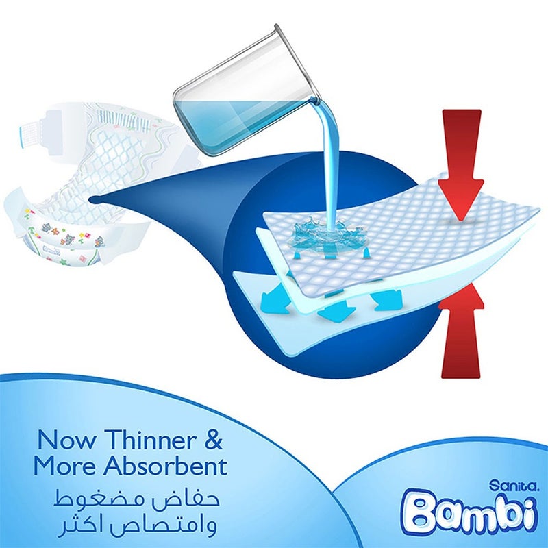 Sanita Bambi Tom And Jerry Baby Diapers, Size 4+, Large For 10-18 Kg Baby, Jumbo Box of 88's