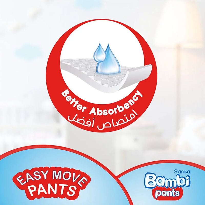 Sanita Bambi Easy Move Baby Diaper Pants, Size 5, X-Large For Baby 12-18 Kg Baby, Jumbo Pack of 88's