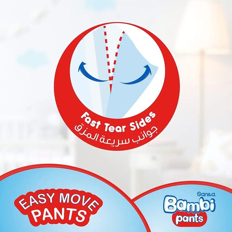 Sanita Bambi Easy Move Baby Diaper Pants, Size 5, X-Large For Baby 12-18 Kg Baby, Jumbo Pack of 88's