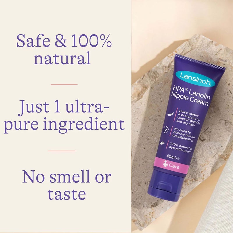 Lansinoh 100% HPA Lanolin Nipple Cream For Sore Nipples & Dry Cracked Skin 40ml